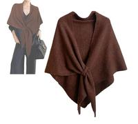 Pashmina Wraps for Women, Solid Color Wool Blend Shawl, Comfortable Knitted Sweater Shawl Top for Daily Wear (Brown)