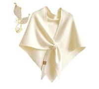 Pashmina Wraps for Women, Women's Solid Color Shawl, Knitted Triangle Shawls and Wraps, Wool Cashmere Shoulder Tops (White)