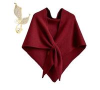 Pashmina Wraps for Women, Women's Solid Color Shawl, Knitted Triangle Shawls and Wraps, Wool Cashmere Shoulder Tops (Burgundy)