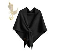 Pashmina Wraps for Women, Women's Solid Color Shawl, Knitted Triangle Shawls and Wraps, Wool Cashmere Shoulder Tops (Black)