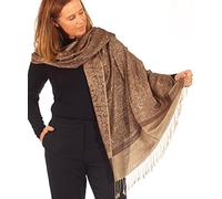 PashminaShine-Schal-Suave Como El Cashmere Y Ligero Como La Seda-Con Motivo De Paisley-Pashmina-Schal Para Mujer-Schal Para Hombre-200 * 70 cm-Schal De Invierno-Jacquard-Pañuelos Y Chales, café, XL