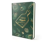 PASHOP Libro de recetas para escribir, tamaño A5, color verde oscuro 160 | Libro de cocina de tapa dura para escribir uno mismo con elegante diseño de cocina, tabla de contenidos y prácticas tablas de