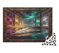 Pasillo Fantasía Pluma Puzzle de 1000 Piezas Papel para Adultos Espacio Espejo Onírico Juego de Puzzle 1000 Piezas Relajante Decoración 38x26cm/1000pcs