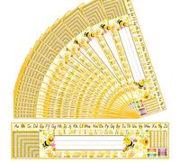 Pasimy 25 placas planas de nombre de abeja para aula, placas de nombre de abejas tradicionales con números del alfabeto y formas para escritorios de niños, suministros de fiesta de bienvenida a la