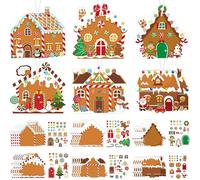 Pasimy 48 kits de manualidades de Navidad para niños, manualidades de casa de jengibre de Navidad, kit de adornos de árbol de Navidad, haz tu propia casa de jengibre, calcomanías de manualidades para