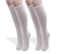 PASINI FASHION 2 Pares - Calcetines de moda de lana irencogible tratamiento Basolan - Colección ALASKA - elegantes cálidas y cómodas, Lana blanca., M