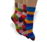 PASINI FASHION 4 pares de calcetines cortos para mujer a rayas con angora - Colección Lady Bunny - mullidos, cálidos y cómodos, Rayas de colores, 35-38