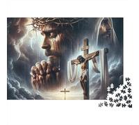 Pasión de Jesús Cruz Puzzle de 1000 Piezas Puzzle para Adultos Escena Nocturna Puzzle para Toda la Familia Relajación Decoración Regalo 70x50cm/1000pcs