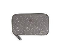 Pasito a Pasito. Portadocumentos de Viaje Familiar Flor. Gifts for Mums. Organizador para pasaportes, divisas, Tarjetas de embarque, documentación en Viajes. Color Gris. Medidas 25X14X2 cm.