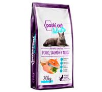 Paski Cat Pienso para Gatos Adultos, alimento para Gatos, Comida Seca, pienso con Pescado y Pollo, Formato Grande, Saco Grande (20 Kg)