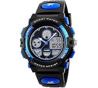 PASNEW Reloj, relojes, calendario de alarma LED para exteriores, reloj deportivo impermeable, relojes con esferas luminosas, Azul, Cronógrafo, digital