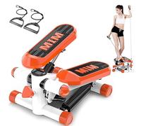 Paso a Paso portátil para Ejercicio, Mini escaleras con Capacidad de Peso de 300 Libras, Paso a Paso de Fitness con Pantalla Inteligente LED y Bandas de Resistencia, para Gimnasio en casa Orange