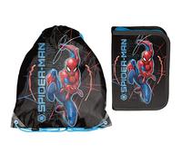 Paso Bolsa de deporte y estuche relleno, estuche de 22 piezas, Spider-Man, negro, Negro , Juego de bolsas de gimnasi