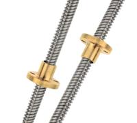 Paso de Tornillo Varilla roscada de 8mm, 1mm, 2mm, 4mm, 8mm, Varilla Trapezoidal de acero Inoxidable de Plomo, Tornillo de Plomo T8 roscado con Tuerca de latón, 2 uds. Tuerca del Eje (Color : 2mm Pit