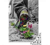 Paso de Zapato Floral 1000 Piezas Stock De Cartas Premium Rompecabezas Clásicos Pareja Socios Alivio del Estrés Decoración De Paredes Paquete De Valor 52x38cm/1000pcs
