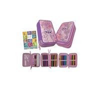 PASO - Estuche con 3 compartimentos - Estuche para niñas y niños - Estuche de 3 compartimentos, estuche escolar y cuaderno de tareas, Stitch 4, 3-fähig, Clásico