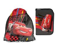 PASO Gym Bag & Filled Pencil Case - 22 Piece Pencil Case - Cars - Red, red, Gym bag set