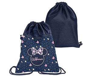 PASO Mochila premium School Bag para zapatos, zapatillas Minnie Mouse, Negro y azul marino, L