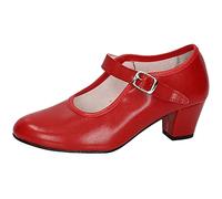 Pasos de baile 15 SEVILLANAS FLAMENCOS NIÑA Zapatos TACÓN Rojo 28