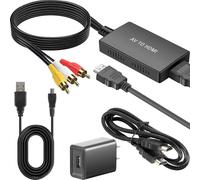 PASOW Convertidor RCA macho a HDMI - Adaptador compuesto AV a HDMI 1080P compatible con PAL/NTSC para reproductores de DVD VCR/VHS/Xbox/PS1/STB/Roku/Blue-Ray