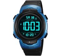 PASOY Reloj digital simple para hombre, para deportes al aire libre, fácil de leer, esfera grande, a prueba de golpes, luminoso, impermeable, banda de goma, alarma, cronómetro, cronógrafo, relojes