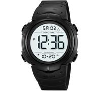 PASOY Reloj digital simple para hombre, para deportes al aire libre, fácil de leer, esfera grande, a prueba de golpes, luminoso, impermeable, banda de goma, alarma, cronómetro, cronógrafo, relojes