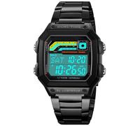 PASOY Relojes digitales multifunción para hombre, cronómetro, cronómetro, cuenta regresiva, retroiluminación, resistente al agua, Negro B, Deporte