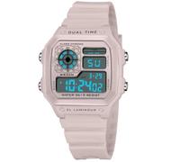 PASOY Relojes digitales multifunción para hombre, cronómetro, cronómetro, cuenta regresiva, retroiluminación, resistente al agua, Rosa suave, Deportes