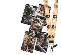 Pass Case - Funda para tarjetas IC de 18 patrones, diseño de ala de la libertad, jefe de Levi Eren Mikasa, tarjeta de identificación de empleado, tarjeta bancaria, identificación de estudiante,