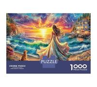 Passeggiata al Tramonto Carta Resistente Donna e Tramonto sul Mare Puzzle da Incastrare Rilassante Regalo di Compleanno 52x38cm/1000 Pezzi