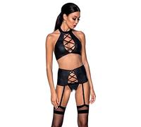 Passion Conjunto Sensual De Lencería para Mujeres Nancy Set, Negro,S/M
