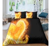 Passion Fire Art Funda de Edredón Microfibra de poliéster Juego de Ropa de Cama de 3 Piezas Diseño 3D con Cremallera Passion Fire Arte Funda Edredon Incluye Fundas de Almohada for niños （135x200cm）