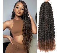 Passion Twist Hair Brown 24 pulgadas 8 paquetes Passion Twist Crochet pelo onda de agua trenzado pelo rizado largo primavera Twist extensin de p