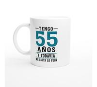 PassionCadeau Taza Cumpleaños Tengo 55 Años Y Todavía Me Falta Lo Peor | Taza Humor 55 cumpleaños - Idea de Regalo Original