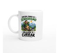 PassionCadeau Taza Nacido para el Senderismo Obligado a Currar | Taza Graciosa Senderista - Idea de Regalo Original