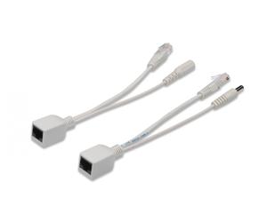 Passive PoE Cable Kit 1x Splitter PD cable, 1x Injector PSE cable, White