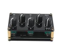 Passive Stereo Audio Mixer | 4 Input 1 Output Mini Sound Board | Portable Mixer for Instruments/Podcasting/Recording | Compact Audio Console