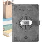 Password Book With Lock- Privacy A5 Retro PU Leather Notebook, Security