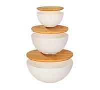 Pasta Bowls - 10.inches Food Storage Containers for Nesting. with Salad Containers Wood Lids Serving Preparing Kitchen Tools for Fruit Bread Chips Vegetable Soup Meal Baking Cooking.