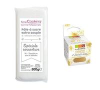 Pasta de azúcar de cobertura 500 g blanco + Brillo dorado comestible