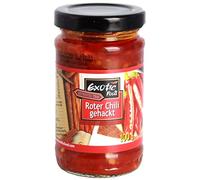 Pasta de chile rojo picado 100 g en bote de cristal, picante moderado para curry tailandés, wok, salsas y marinados