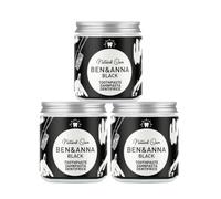Pasta de dientes blanqueadora BEN & ANNA BLACK en tarro | Natural Care Bio Pasta dental con polvo de carbón 100 g | Cosmética natural sostenible | vegana | 3 unidades