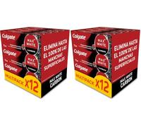 Pasta de dientes Colgate Max White Carbón Activo Pack 12 x 75ml | Pasta de dientes blanqueadora | Elimina hasta 100% de las manchas superficiales | Carbón activado y micro partículas minerales