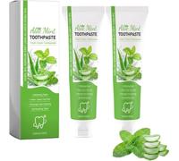 Pasta de dientes de aloe y menta, cuidado bucal suave para eliminar manchas y amarilleamiento, fórmula de origen vegetal, refresca el aliento, para el cuidado dental diario（2Pcs）