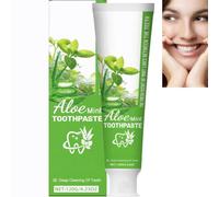 Pasta de dientes de aloe y menta, fórmula natural de aloe a base de plantas, pasta de dientes suave de limpieza profunda, cuidado de las encías, aliento fresco, eliminación de manchas (1 unidad)