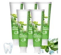 Pasta de dientes de espuma de aloe y menta, limpieza profunda de la boca (5 | Pasta dentífrica de aloe y menta de limpieza profunda, sin flúor, para eliminar las manchas, reduce el amarilleamiento