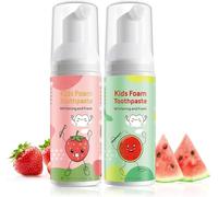 Pasta de Dientes de Espuma Para Niños, Reduce la Placa, Pasta de Dientes Blanqueadora con Bajo Contenido de Fluoruro Para Cepillo de Dientes en Forma de U (Fresa & Sandia)