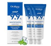 Pasta de dientes de hidroxiapatita 9,9 %, pasta de dientes sin flúor para dientes sensibles, limpieza suave y profunda, fortalecimiento del esmalte dental, sabor a menta fresca (3 unidades)