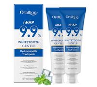 Pasta de dientes de hidroxiapatita 9,9 %, pasta de dientes sin flúor para dientes sensibles, limpieza suave y profunda, fortalecimiento del esmalte dental, sabor a menta fresca (2 unidades)