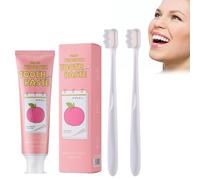 Pasta de dientes probiótica, 100 g de pasta de dientes con 2 cepillos de dientes para una limpieza profunda de los dientes, para un ambiente bucal saludable, combate el mal aliento (Melocotón)